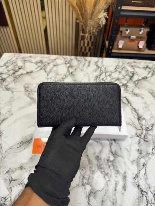H-Inspired H Textured Leather Long Zipper Wallet With Box