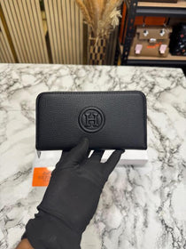 H-Inspired H Textured Leather Long Zipper Wallet With Box