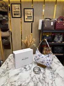 Aldo-Inspired Butterfly Printed Hobo Shoulder Bag With Box (Blue Flower)
