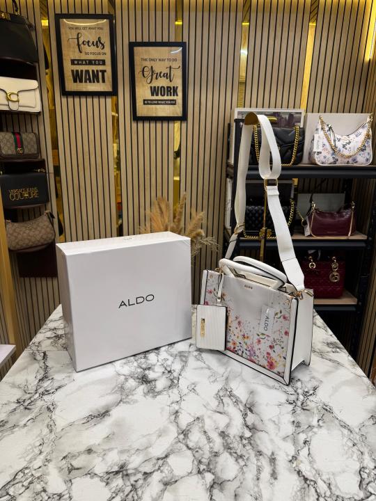 Aldo-inspired Priaira Floral Tote Bag With Box And Pouch (Orange Flower)