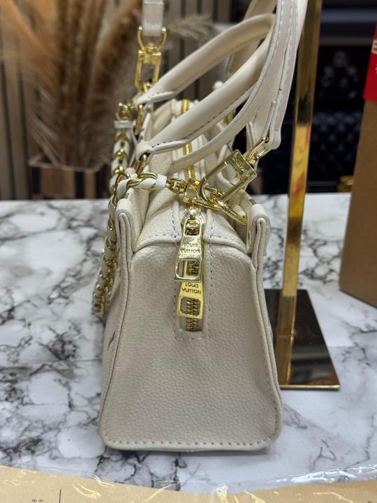 LV-Inspired On The Go East West Bi-Color Monogram Handbag With Double Box Packaging (White)