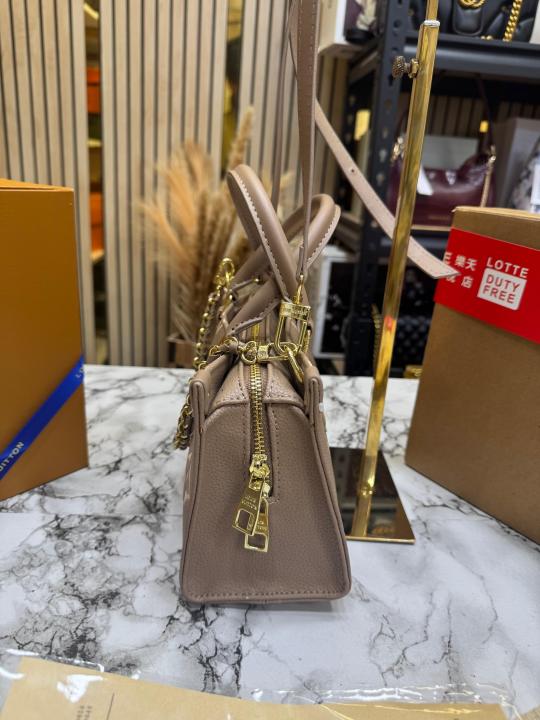 LV-Inspired On The Go East West Bi-Color Monogram Handbag With Double Box Packaging (Khaki)