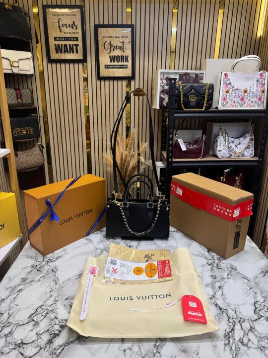 LV-Inspired On The Go East West Monogram Handbag With Double Box Packaging (Black)