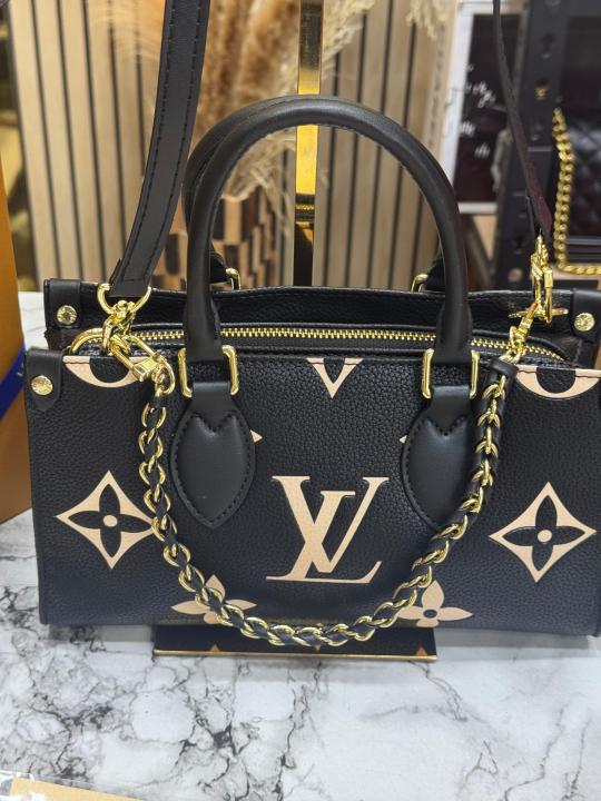 LV-inspired On The Go East West Bi-color Monogram Handbag With Double Box Packaging (Black-White)