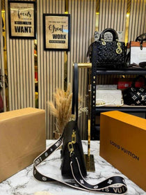 LV-Inspired Diane Satchel Shoulder Bag With Double Box And Dust Bag (Black)