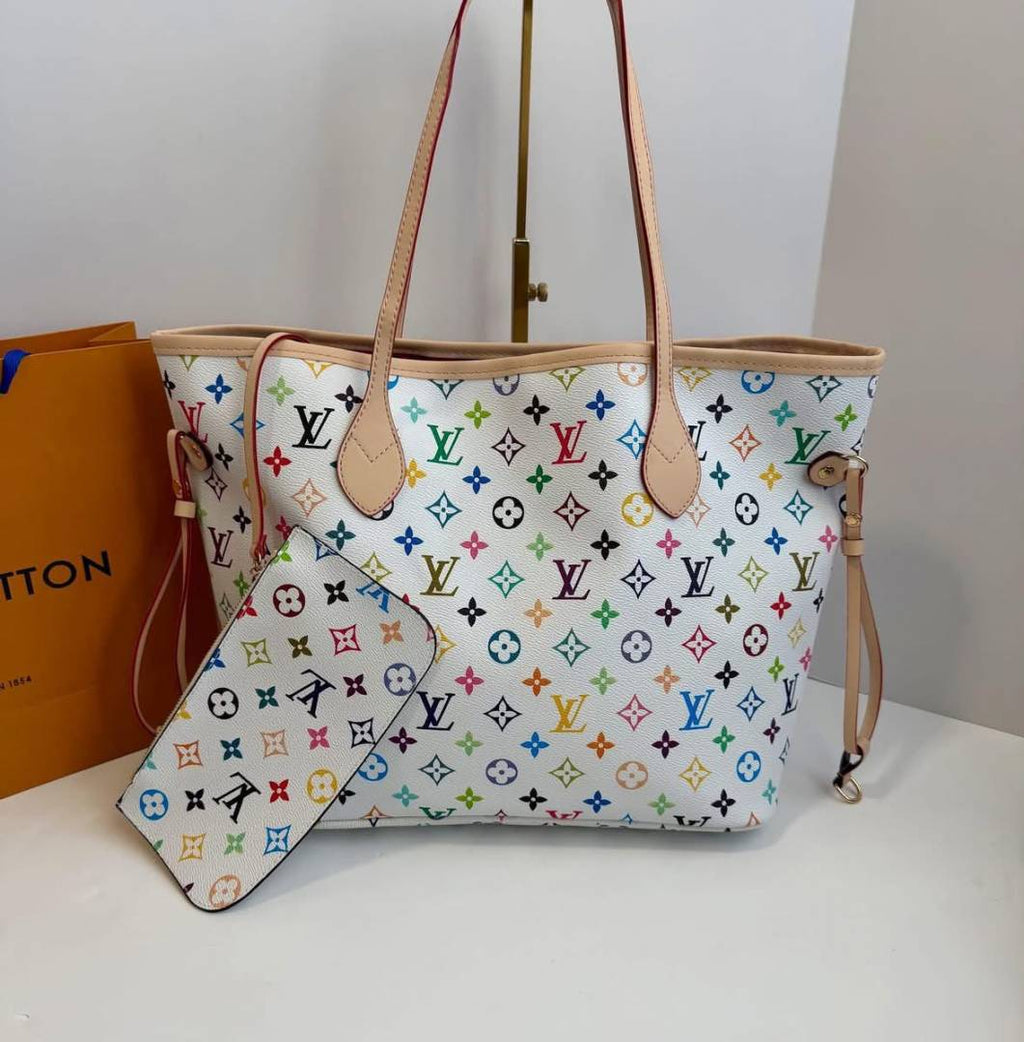 LV-Inspired Takashi Murakami Neverfull With Box (White)