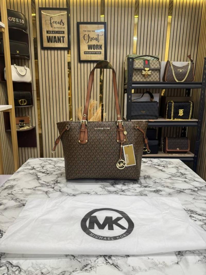 MK-Inspired Voyager Tote Bag (Coffee-Brown)