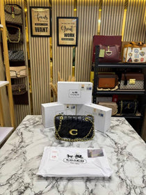 C-Inspired Tabby Quilted Black Shoulder Bag With Box And Dust Bag