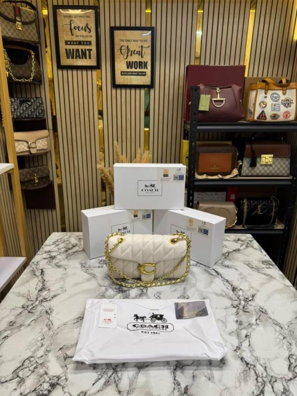 C-Inspired Tabby Quilted White Shoulder Bag With Box And Dust Bag Main image