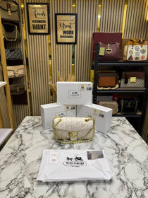 C-Inspired Tabby Quilted White Shoulder Bag With Box And Dust Bag