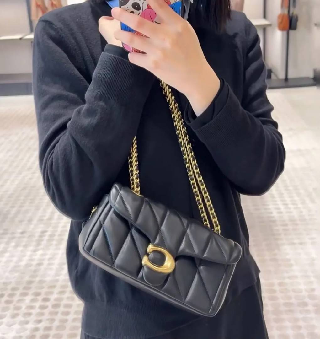C-Inspired Tabby Quilted Black Shoulder Bag With Box And Dust Bag