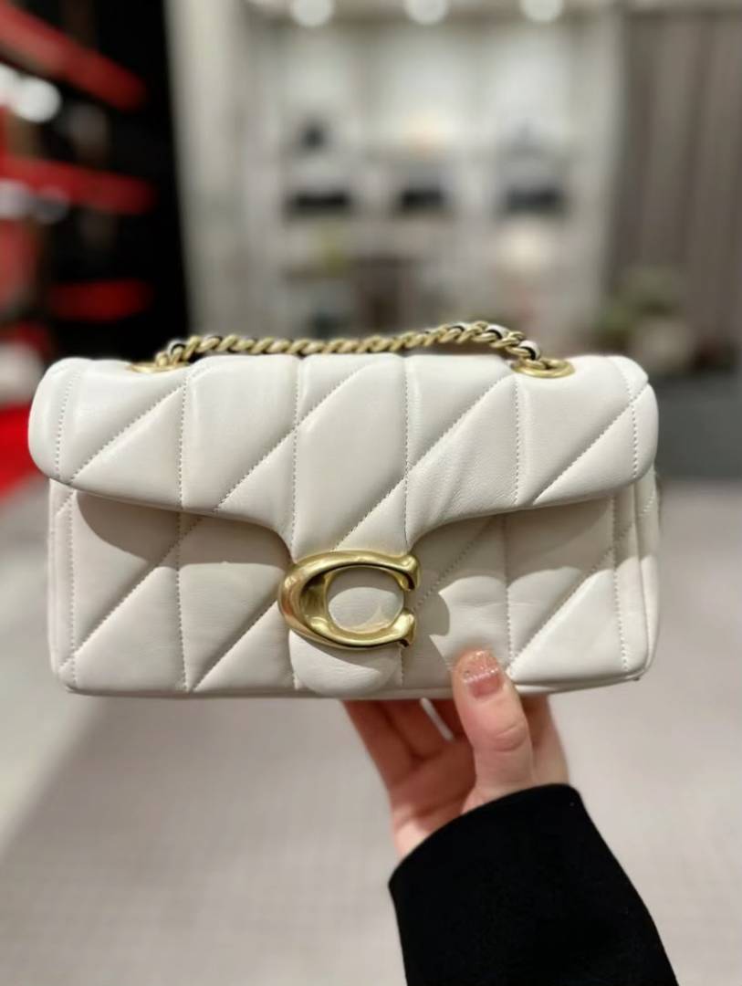 C-Inspired Tabby Quilted White Shoulder Bag With Box And Dust Bag