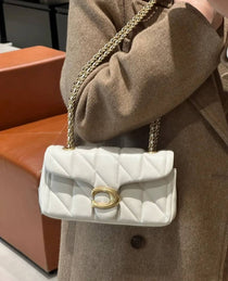 C-Inspired Tabby Quilted White Shoulder Bag With Box And Dust Bag