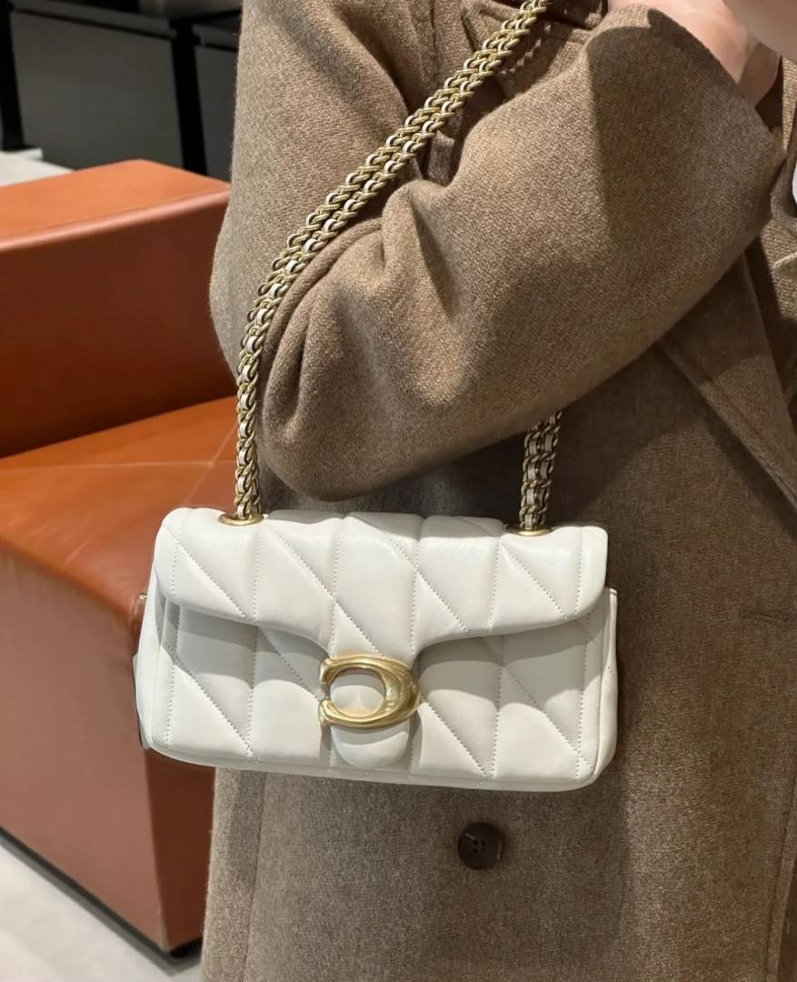 C-Inspired Tabby Quilted White Shoulder Bag With Box And Dust Bag