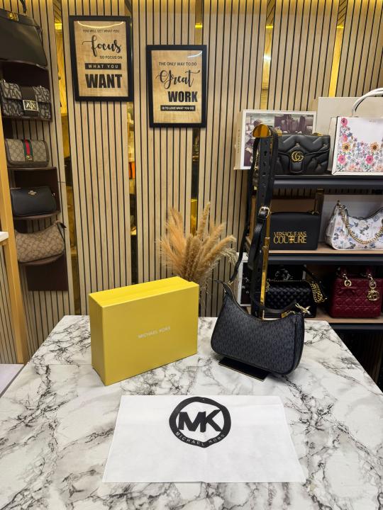 MK-Inspired Charm Shoulder Bag With Box And Dust Bag (Black)