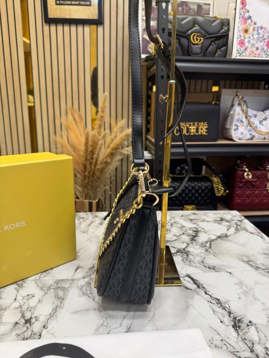 MK-Inspired Charm Shoulder Bag With Box And Dust Bag (Black)
