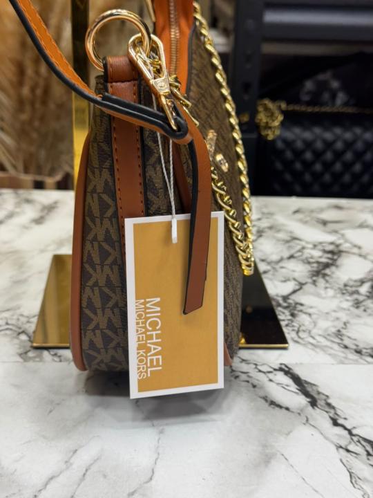 MK-Inspired Charm Shoulder Bag With Box And Dust Bag (Coffee)