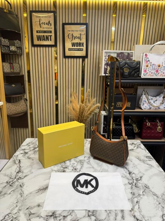 MK-Inspired Charm Shoulder Bag With Box And Dust Bag (Coffee)
