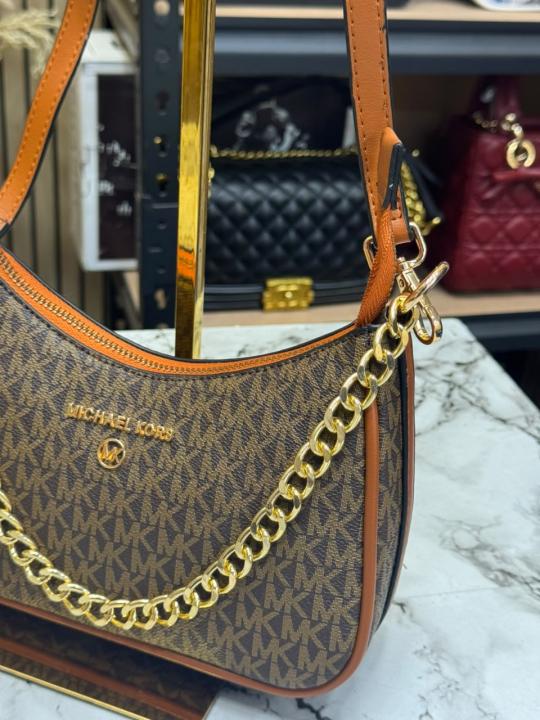 MK-Inspired Charm Shoulder Bag With Box And Dust Bag (Coffee)