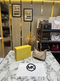 MK-Inspired Charm Shoulder Bag With Box And Dust Bag (Beige)