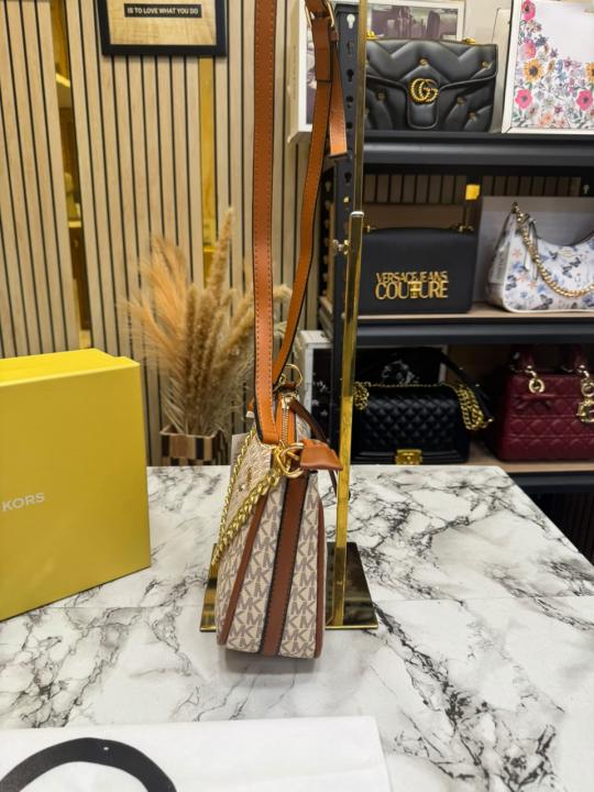 MK-Inspired Charm Shoulder Bag With Box And Dust Bag (Beige)
