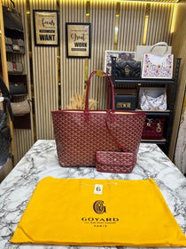 Goyard Inspired Saint Louiis PM Bag in Red Chevron Canvas Tote Bag with Matching Pouch & Dust Bag