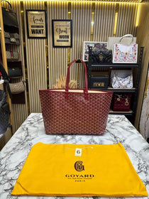 Goyard Inspired Saint Louiis PM Bag in Red Chevron Canvas Tote Bag with Matching Pouch & Dust Bag