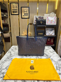 Goyard Inspired Saint Louiis PM Bag in Blue Chevron Canvas Tote Bag with Matching Pouch & Dust Bag