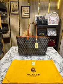Goyard Inspired Saint Louiis PM Bag in Brown Chevron Canvas Tote Bag with Matching Pouch & Dust Bag