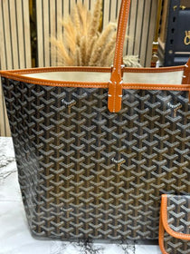 Goyard Inspired Saint Louiis PM Bag in Brown Chevron Canvas Tote Bag with Matching Pouch & Dust Bag