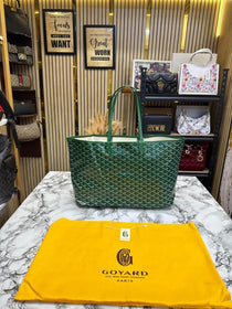Goyard Inspired Saint Louiis PM Bag in Green Chevron Canvas Tote Bag with Matching Pouch & Dust Bag