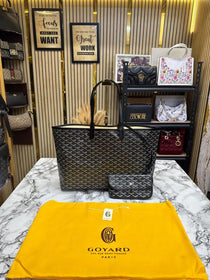 Goyard Inspired Saint Louiis PM Bag in Black Chevron Canvas Tote Bag with Matching Pouch & Dust Bag
