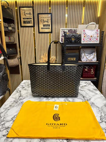 Goyard Inspired Saint Louiis PM Bag in Black Chevron Canvas Tote Bag with Matching Pouch & Dust Bag
