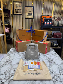 LV-Inspired Neo Noe BB Giant Monogram Leather Bucket Bag (Grey)