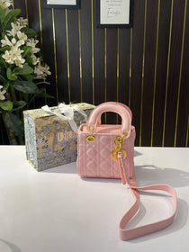 D-Inspired Lady Signature Small Bag 18 cm with Original Folding Box (Pink)