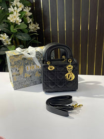 D-Inspired Lady Signature Small Bag 18 cm with Original Folding Box (Black)