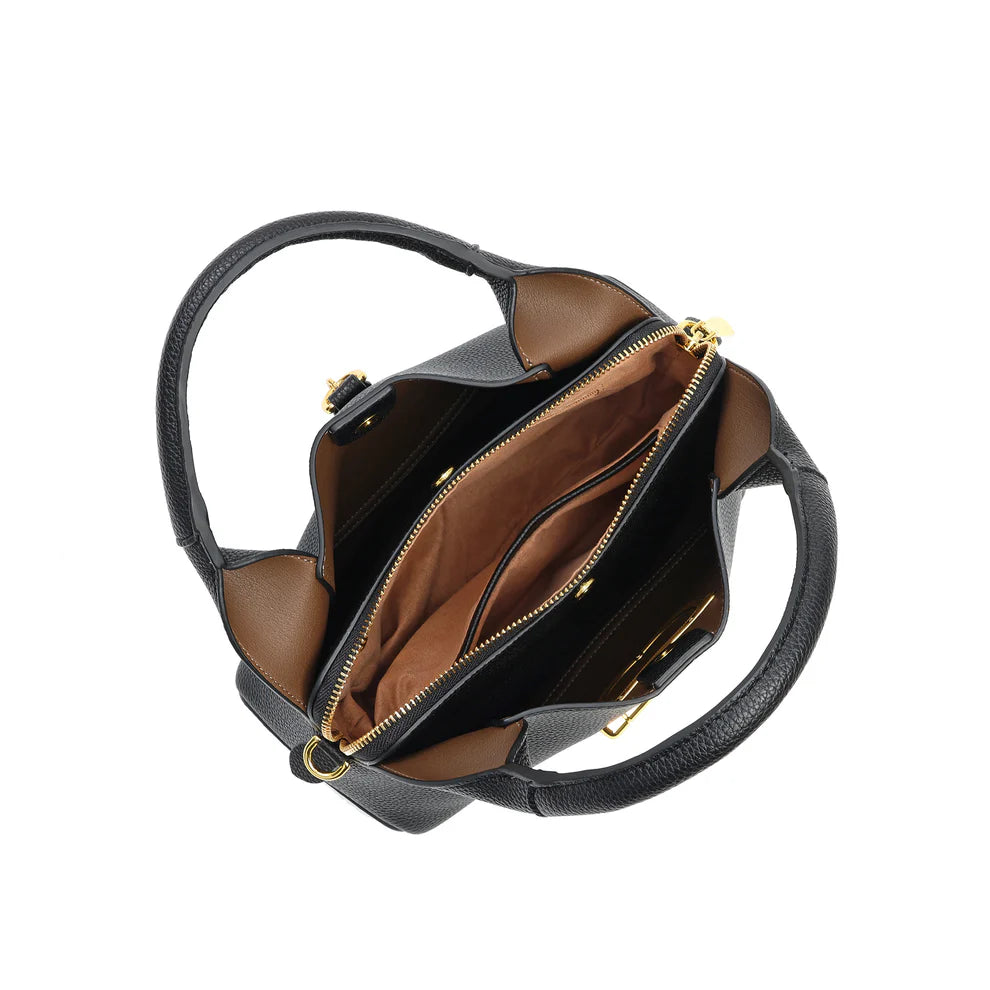 G-Inspired Softbit Medium Top Handle Bag With Double Box And Dust Bag (Black)