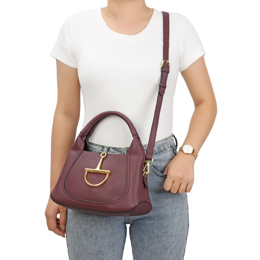 G-Inspired Softbit Medium Top Handle Bag With Double Box And Dust Bag (Maroon)