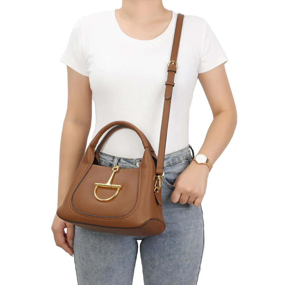 G-Inspired Softbit Medium Top Handle Bag With Double Box And Dust Bag (Brown)