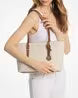 MK-Inspired Jet Set Zip Logo Large Tote Bag With Dust Bag (Beige)