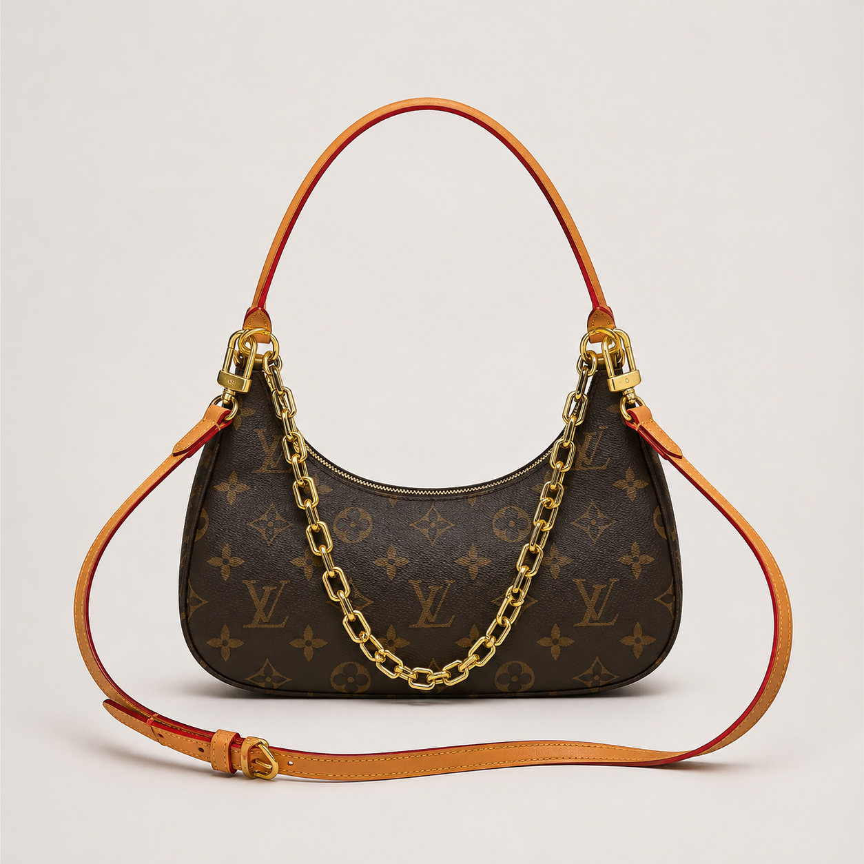 LV-Inspired Mini Loop Monogram Empreinte Chain Shoulder Bag With Box & Dust Bag (Brown)