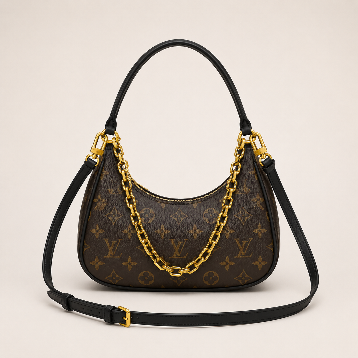 LV-Inspired Mini Loop Monogram Empreinte Chain Shoulder Bag With Box & Dust Bag (Black)
