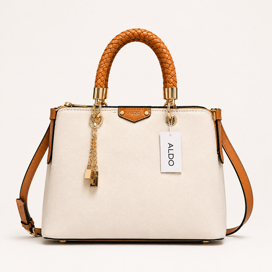 Aldo-Inspired Lothycan Satchel Bone White Handbag With Box (White)