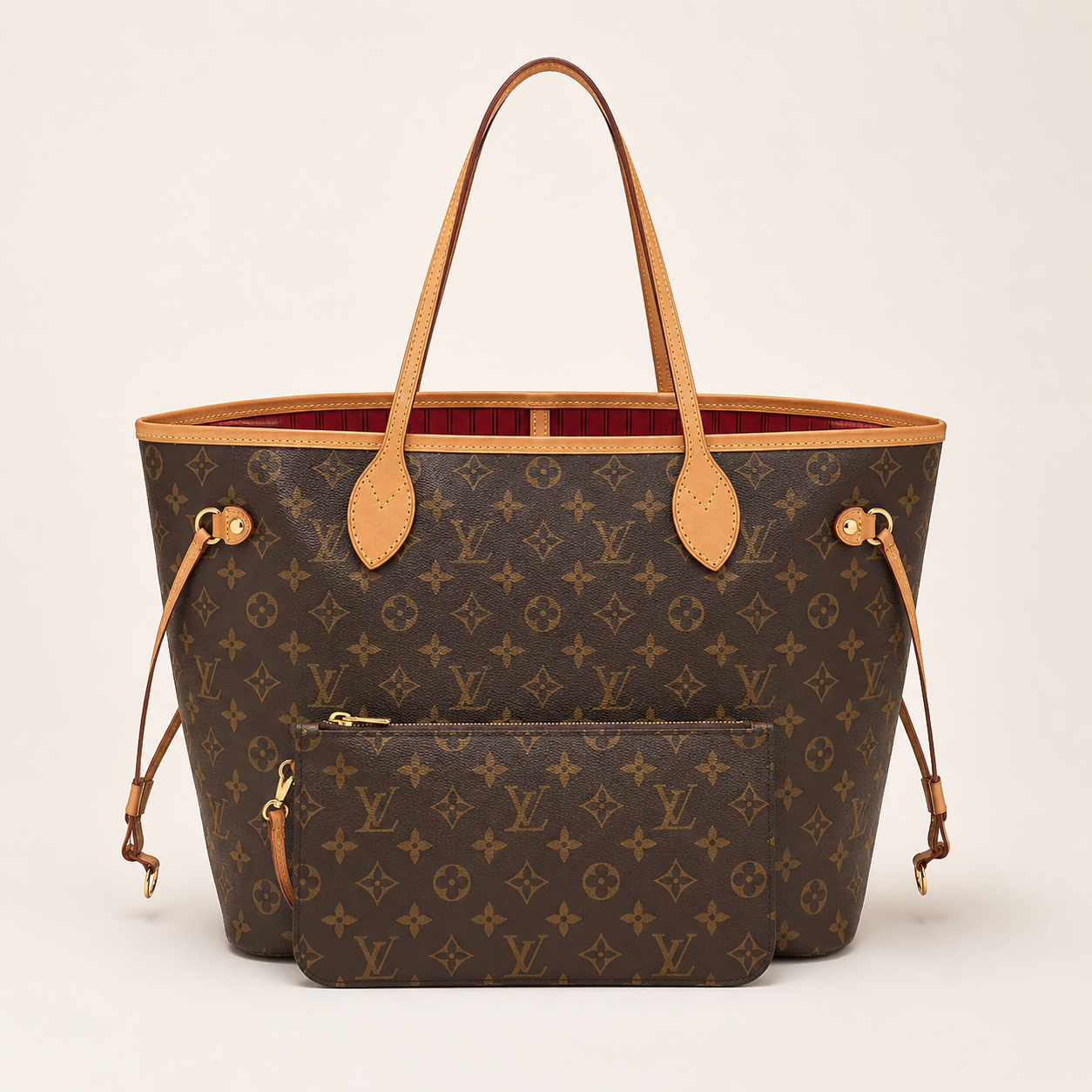 LV-Inspired Neverfull Premium Quality Tote Bag With Box And Dust Bag (Brown monogram)