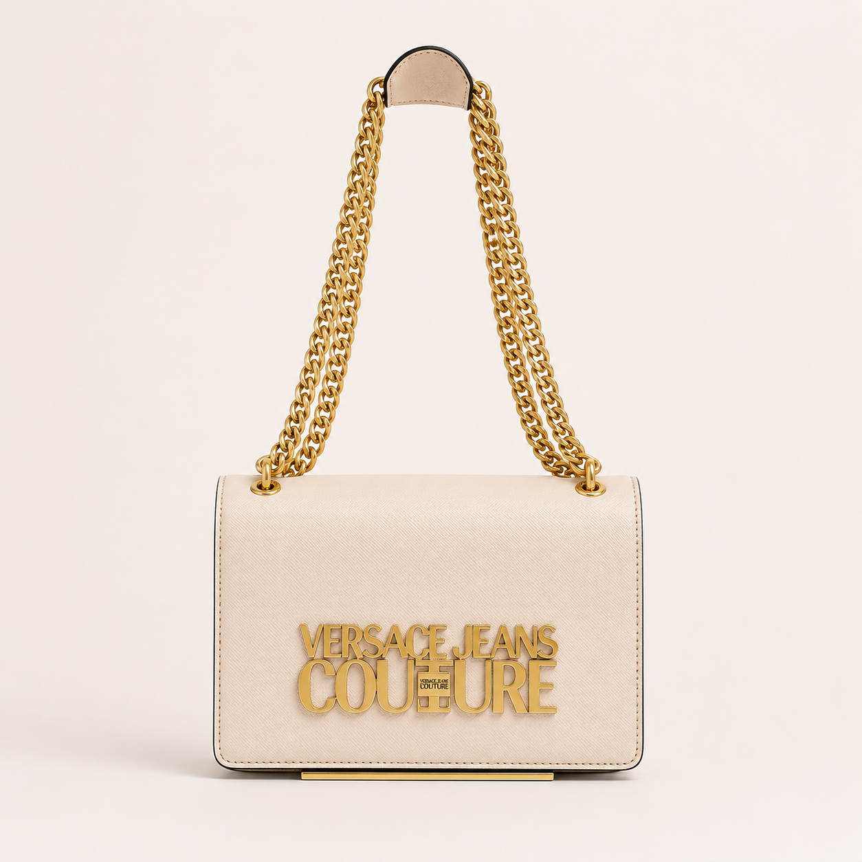 V-Inspired Jeans Couture Logo Flap Shoulder Bag with Double Box And Dust Bag (White)