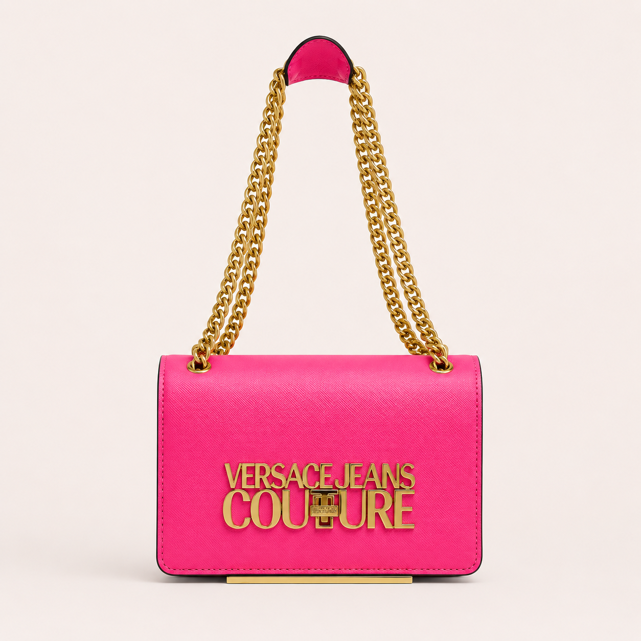 V-Inspired Jeans Couture Logo Flap Shoulder Bag with Double Box And Dust Bag (Rose)