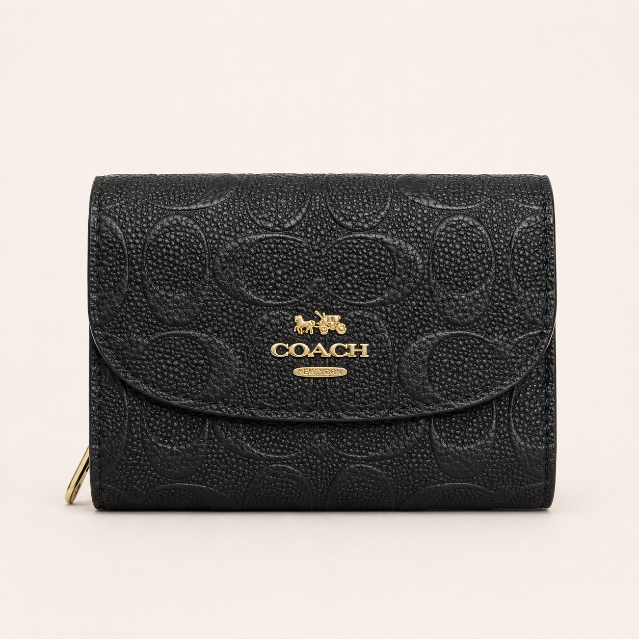 C-Inspired Three Fold Embossed Wallet With Box (Black)