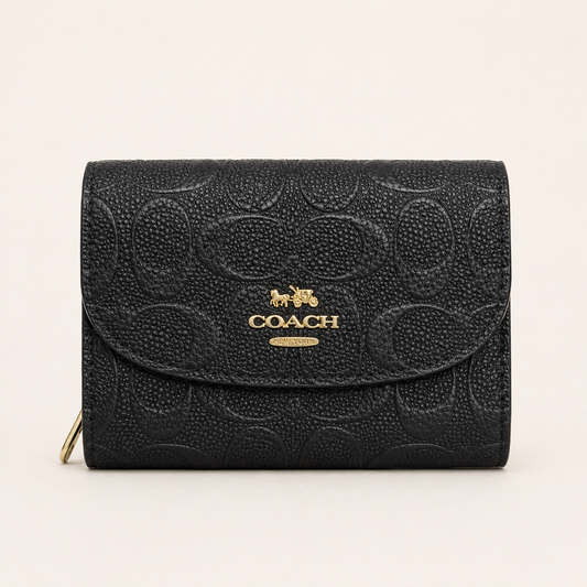 C-Inspired Three Fold Embossed Wallet With Box (Black)