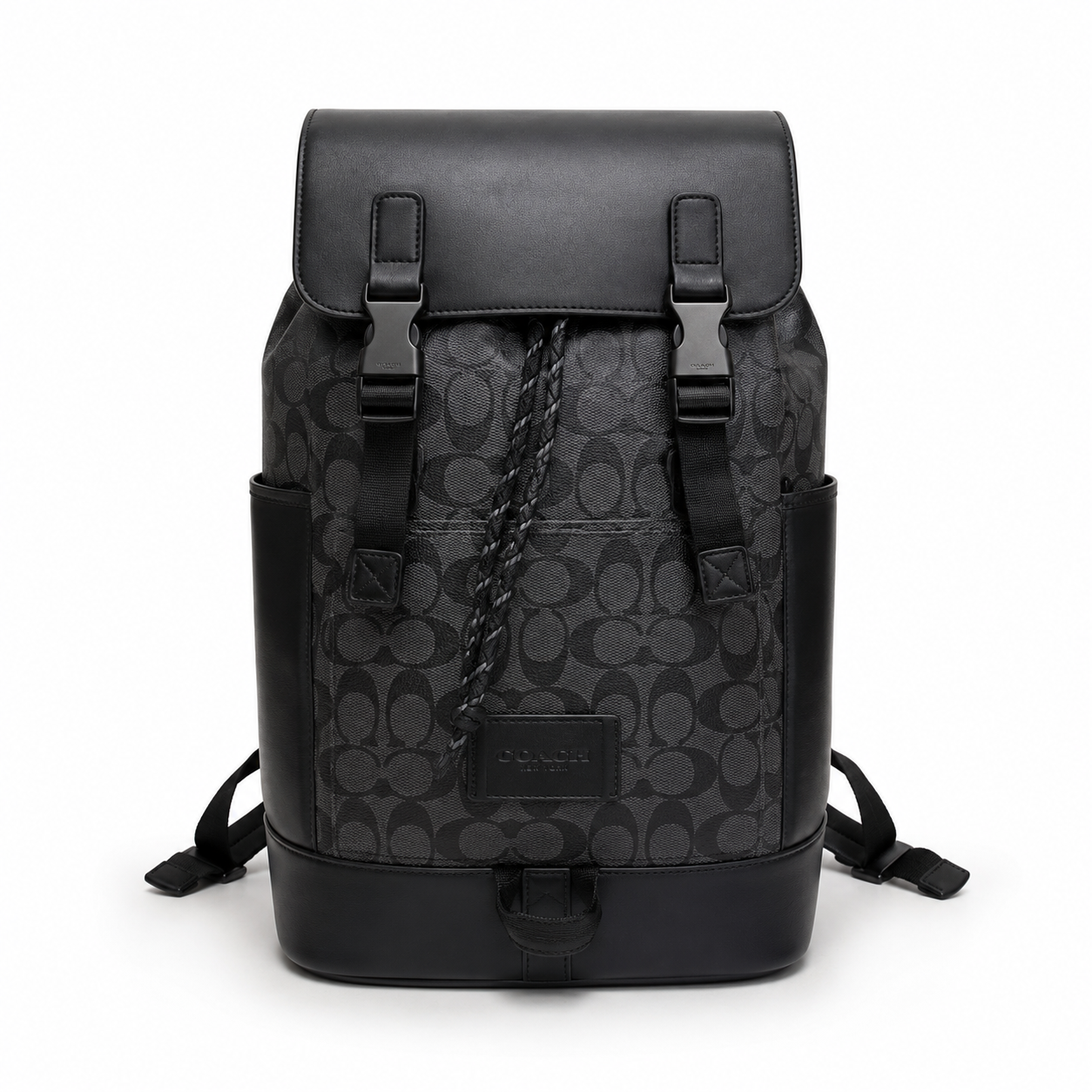C-Inspired Rivington Signature Classic Canvas Monogram Backpack With Dust Bag (Black)