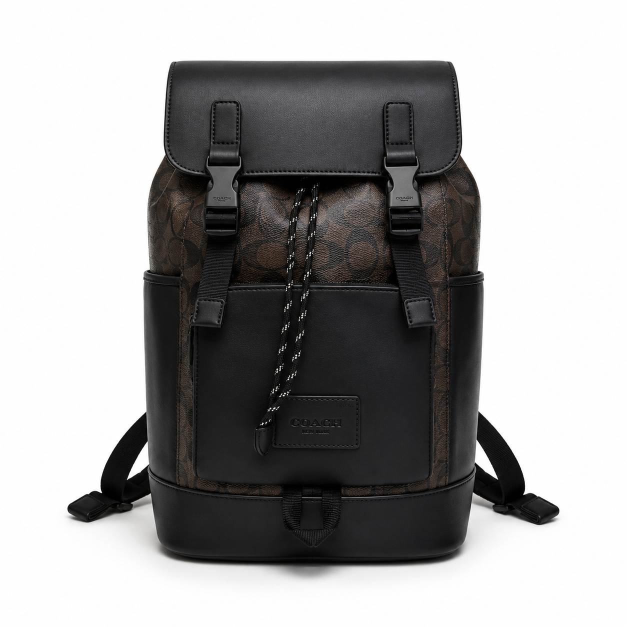 C-Inspired Rivington Signature Classic Canvas Monogram Backpack With Dust Bag (Coffee-Black)